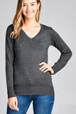 Ladies fashion long sleeve v-neck classic sweater - Presidential Brand (R)