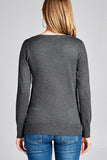 Ladies fashion long sleeve v-neck classic sweater - Presidential Brand (R)