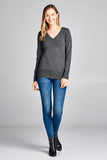 Ladies fashion long sleeve v-neck classic sweater - Presidential Brand (R)
