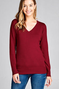 Ladies fashion long sleeve v-neck classic sweater - Presidential Brand (R)