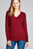 Ladies fashion long sleeve v-neck classic sweater - Presidential Brand (R)