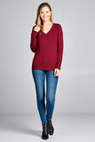 Ladies fashion long sleeve v-neck classic sweater - Presidential Brand (R)