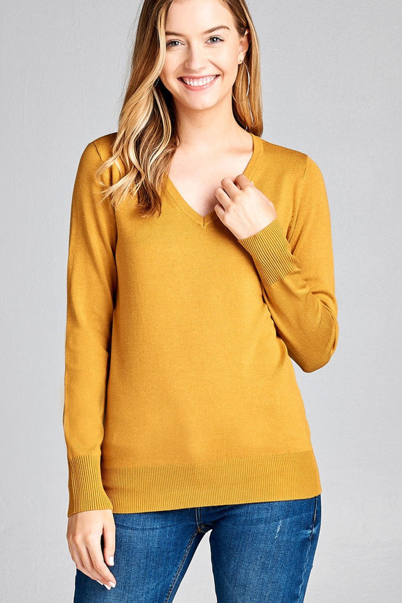Ladies fashion long sleeve v-neck classic sweater - Presidential Brand (R)
