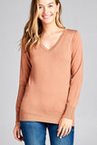 Ladies fashion long sleeve v-neck classic sweater - Presidential Brand (R)