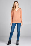 Ladies fashion long sleeve v-neck classic sweater - Presidential Brand (R)