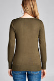 Ladies fashion long sleeve v-neck classic sweater - Presidential Brand (R)