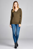 Ladies fashion long sleeve v-neck classic sweater - Presidential Brand (R)