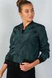 Ladies fashion front zipper closure sides lace-up bomber jacket - Presidential Brand (R)