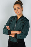Ladies fashion front zipper closure sides lace-up bomber jacket - Presidential Brand (R)
