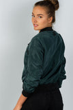Ladies fashion front zipper closure sides lace-up bomber jacket - Presidential Brand (R)