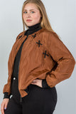 Ladies fashion plus size criss-cross sides bomber jacket - Presidential Brand (R)