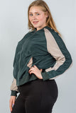 Ladies fashion plus size color block stand collar zipper long sleeve bomber jacket - Presidential Brand (R)