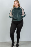 Ladies fashion plus size color block stand collar zipper long sleeve bomber jacket - Presidential Brand (R)