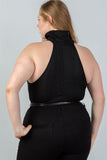 Ladies fashion plus size  cable knit turtleneck sleeveless bodysuit - Presidential Brand (R)