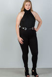 Ladies fashion plus size  cable knit turtleneck sleeveless bodysuit - Presidential Brand (R)