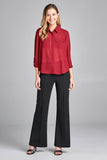 Ladies fashion long sleeve front pocket chiffon blouse w/ back button detail - Presidential Brand (R)