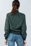 Ladies fashion ribbed trim patch bomber jacket - Presidential Brand (R)