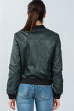 Ladies fashion fully lined peacock pleather bomber jacket - Presidential Brand (R)