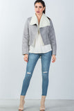 Ladies fashion relaxed fit faux sheepskin drape neck jacket - Presidential Brand (R)