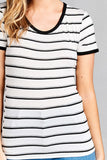 Ladies fashion short sleeve round neck yarn dye stripe rayon spandex jersey top - Presidential Brand (R)