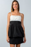 Ladies fashion white and black colorblock mini dress - Presidential Brand (R)