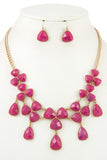 Ladies fashion faceted link bib necklace set - Presidential Brand (R)