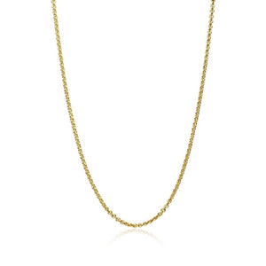 Yellow Gold Flashed Sterling Silver 1mm Thin Cable Rolo Chain Necklace, 36 Inches - Presidential Brand (R)