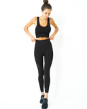 Mesh Seamless Legging with Ribbing Detail - Black - Presidential Brand (R)