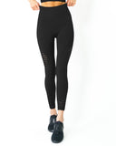 Mesh Seamless Legging with Ribbing Detail - Black - Presidential Brand (R)