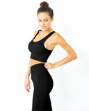 Mesh Seamless Legging with Ribbing Detail - Black - Presidential Brand (R)