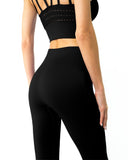 Mesh Seamless Legging with Ribbing Detail - Black - Presidential Brand (R)