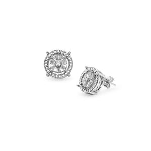 Sterling Silver Diamond Accent Round Illusion Stud Earrings, JK-I3 - Presidential Brand (R)