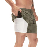 Running Shorts 2 in 1 Sports Jogging Fitness Quick Men's Shorts - Presidential Brand (R)