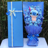Cartoon Lilo Stitch Doraemon Plush Doll Toys Cute Lilo Stitch Anime Plush Bouquet with Fake Flower Wedding Party Gift No Box - Presidential Brand (R)