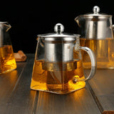 380/550/750/950ML Borosilicate Glass Teapot Heat Resistant Square Glass Teapot Tea Infuser Filter Milk Oolong Flower Tea Pot - Presidential Brand (R)