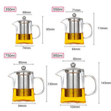 380/550/750/950ML Borosilicate Glass Teapot Heat Resistant Square Glass Teapot Tea Infuser Filter Milk Oolong Flower Tea Pot - Presidential Brand (R)