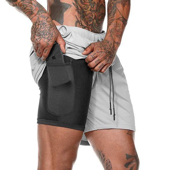 Running Shorts 2 in 1 Sports Jogging Fitness Quick Men's Shorts - Presidential Brand (R)