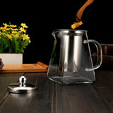 380/550/750/950ML Borosilicate Glass Teapot Heat Resistant Square Glass Teapot Tea Infuser Filter Milk Oolong Flower Tea Pot - Presidential Brand (R)