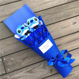 Cartoon Lilo Stitch Doraemon Plush Doll Toys Cute Lilo Stitch Anime Plush Bouquet with Fake Flower Wedding Party Gift No Box - Presidential Brand (R)