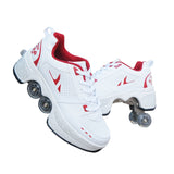 Deformation Roller Shoes Parkour Wheel Shoes 4 Wheels Rounds Of Running Shoes Roller Skates Shoes for Unisex Skating Shoes - Presidential Brand (R)