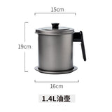 304 Stainless Steel Lard Tank Large Capacity Storage Tank Kitchen Household Cooking Oil bottle Filter Residue Tank - Presidential Brand (R)