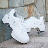 Deformation Roller Shoes Parkour Wheel Shoes 4 Wheels Rounds Of Running Shoes Roller Skates Shoes for Unisex Skating Shoes - Presidential Brand (R)