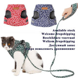 Pet Dog Cat Vest Outdoor Travel Harness Leash Set for Puppy Cat Rabbit Floral Pattern Kitten Walking Harnesses Pet Cat Products - Presidential Brand (R)