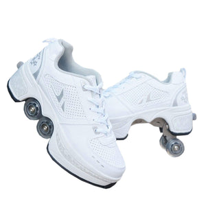 Deformation Roller Shoes Parkour Wheel Shoes 4 Wheels Rounds Of Running Shoes Roller Skates Shoes for Unisex Skating Shoes - Presidential Brand (R)