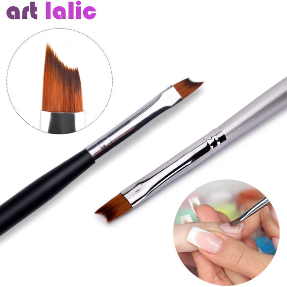 French Tip Nail Brush Silver Black Handle Design Half Moon Shape Acrylic UV Gel Drawing Painting Pen Manicure Nail Art Tool - Presidential Brand (R)