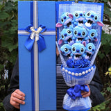 Cartoon Lilo Stitch Doraemon Plush Doll Toys Cute Lilo Stitch Anime Plush Bouquet with Fake Flower Wedding Party Gift No Box - Presidential Brand (R)