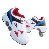 Deformation Roller Shoes Parkour Wheel Shoes 4 Wheels Rounds Of Running Shoes Roller Skates Shoes for Unisex Skating Shoes - Presidential Brand (R)