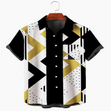 Hawaiian Men's Shirts Shirts Multicolor Striped Loose Short Sleeves Casual Buttons Cotton Beach Shirts for Men Camisas Para Homb