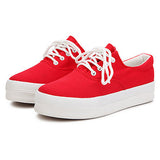 Sneakers Low Heel Platform Casual Flat Lace Up Sport Canvas Shoes - Presidential Brand (R)