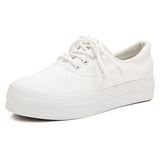 Sneakers Low Heel Platform Casual Flat Lace Up Sport Canvas Shoes - Presidential Brand (R)